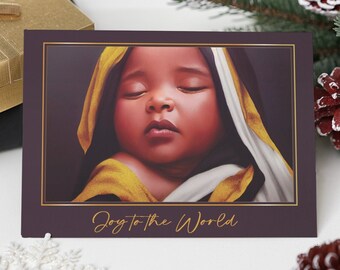 Joy To The World Christmas African American Greeting Card Featuring Baby Jesus