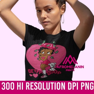 Black Betty Boop en rosa archivo PNG descargable / Chic y atemporal / Ideal para sublimación / Diseño cotidiano para camisetas, tazas y más