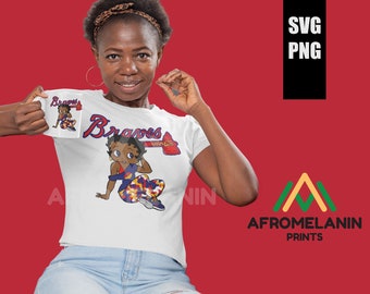Black Betty Boop Braves SVG e PNG – Design afrocentrico (file digitale)