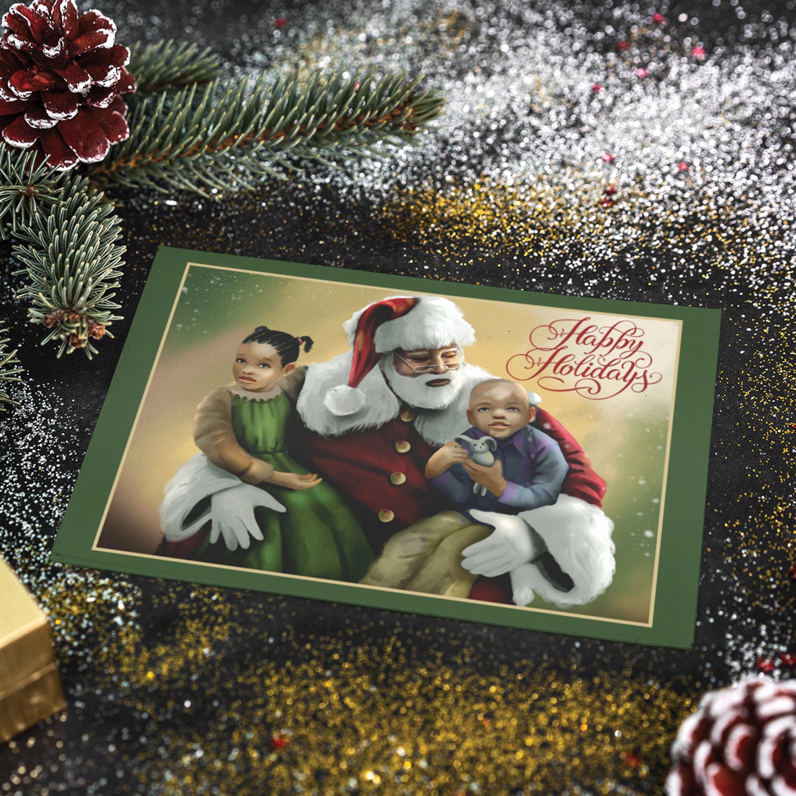 Black Santa Christmas Card Black Christmas Cards African  Etsy