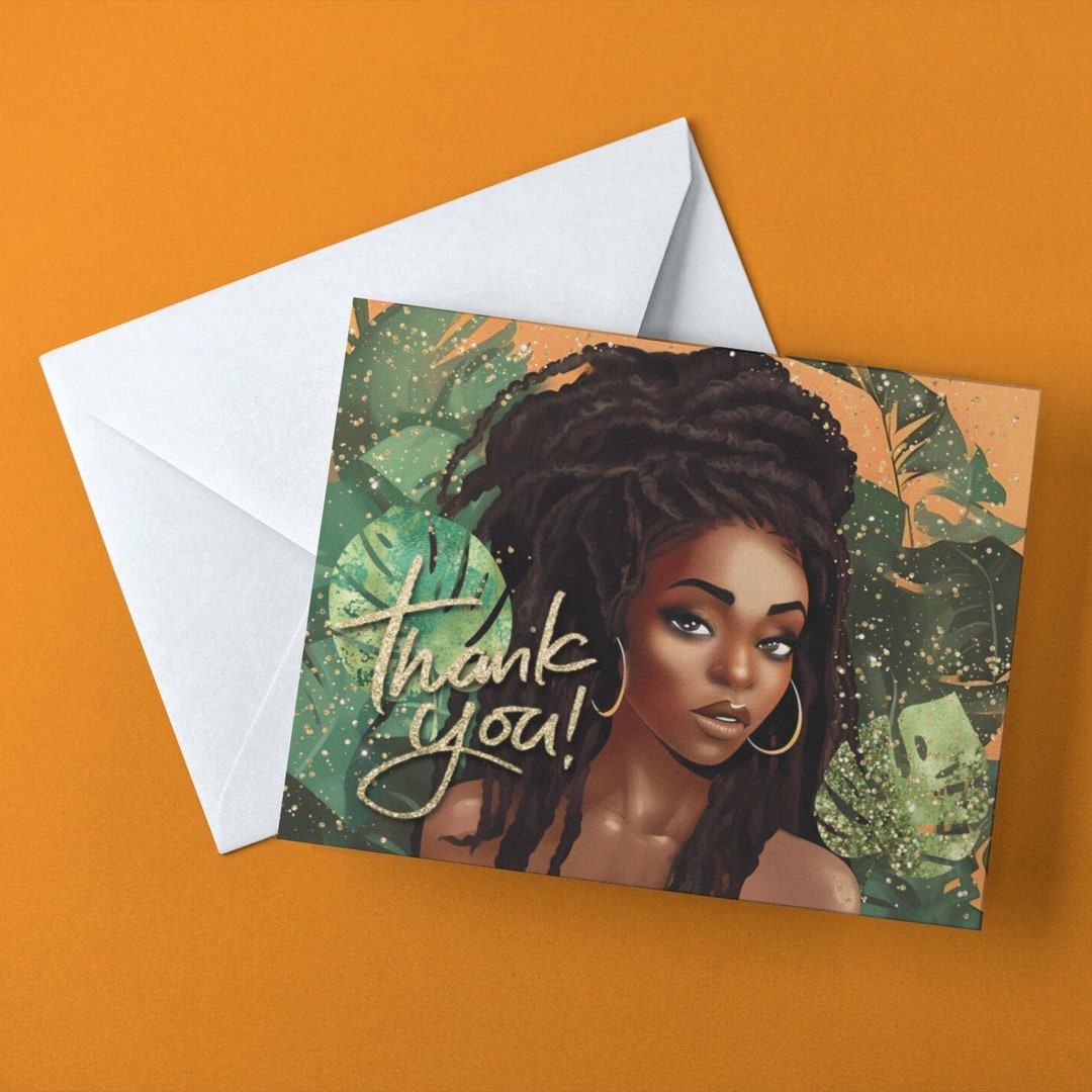 Thank You Note Cards for African American Women Blank Inside - Etsy