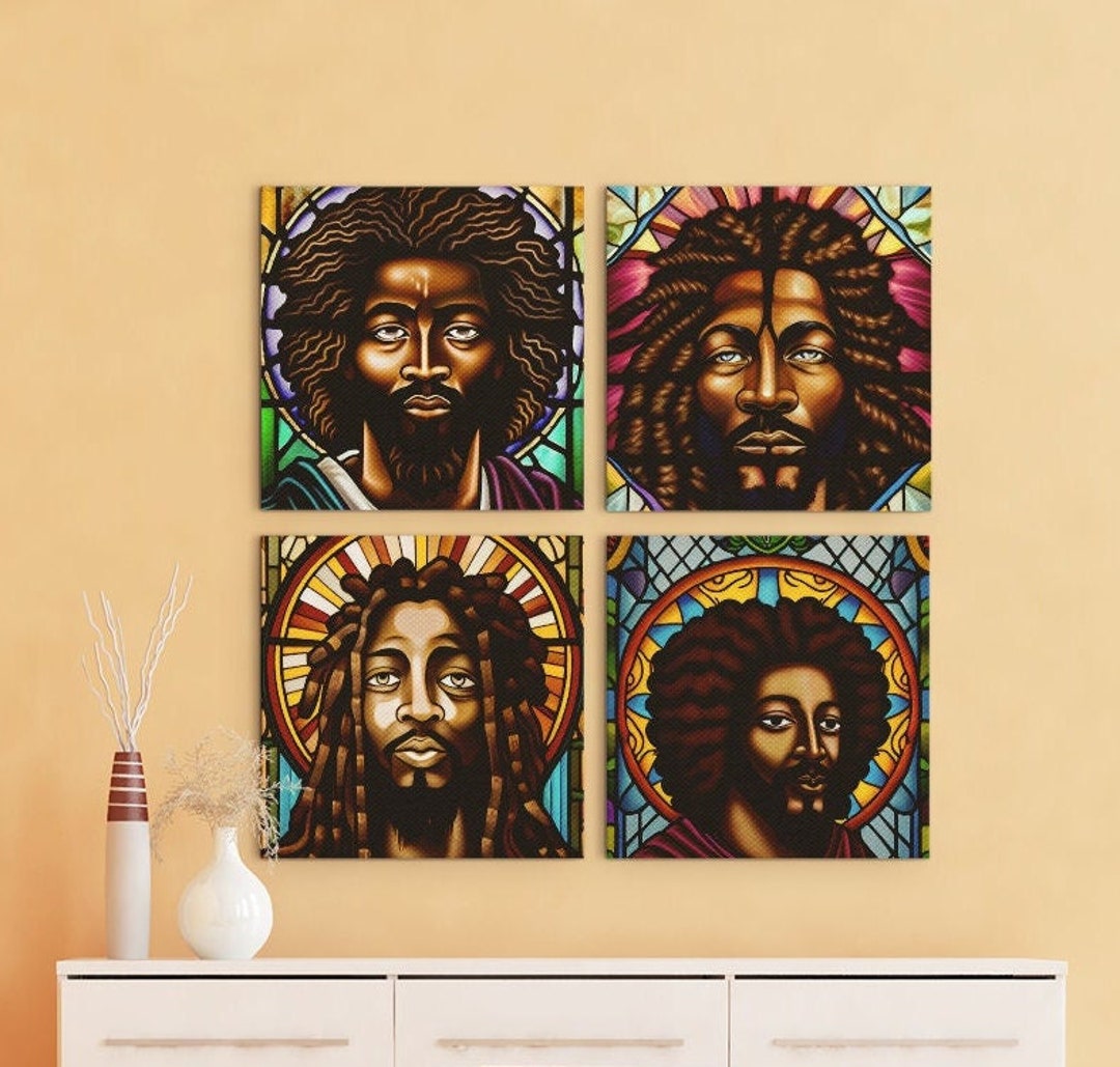 Black Jesus African American Wall Art for Bedroom Decor, Canvas