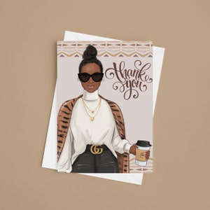 Black Boss Girl Thank You Cards - Note Cards For All Occasions - Beautiful Art Of African American Women - 4.25x5.5 with Envelopes