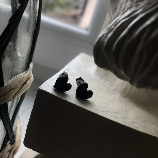 Puces d'oreilles petit cœur noir