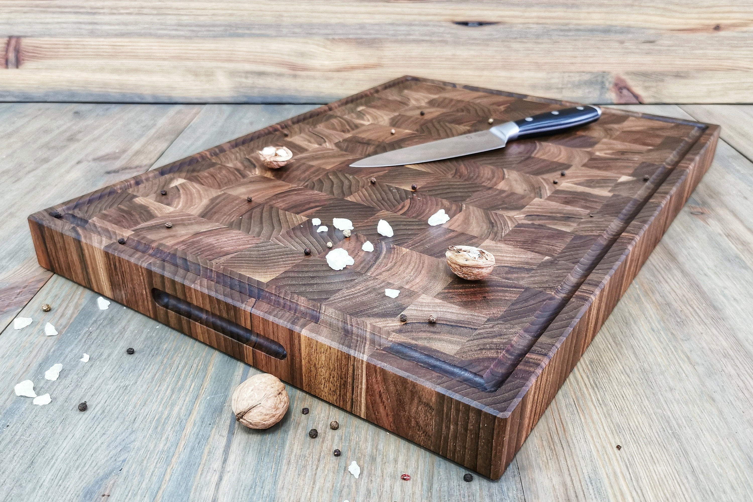 Personalized Double Sided Walnut End Grain Cutting Boards, Black