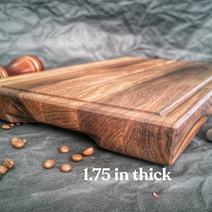 Large Walnut Cutting Board 1.75 thick, Personalized Butcher Block Cutting Board with Juice Groove image 5