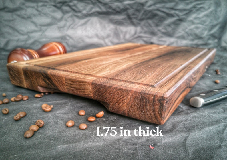 Large Walnut Cutting Board 1.75 thick, Personalized Butcher Block Cutting Board with Juice Groove image 5