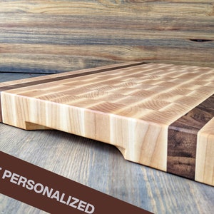 Personalized Maple End Grain Board, Personalised Maple Butcher Block Board with Juice Groove