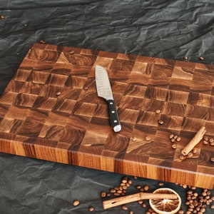 Personalized Walnut End Grain Cutting Board Butcher Block Cutting Board with Juice Groove image 2