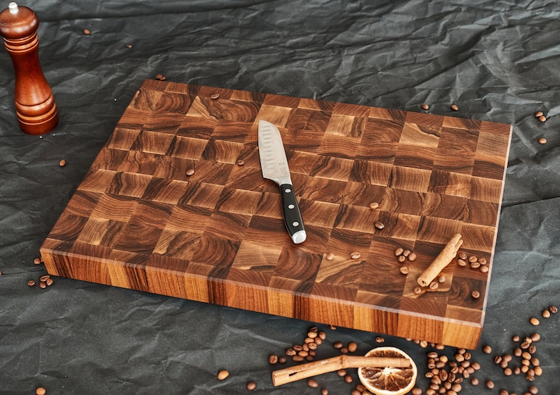 Personalized Walnut End Grain Cutting Board Butcher Block Cutting Board with Juice Groove image 2