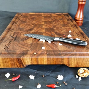 Walnut Butcher Block Cutting Board, End Grain Cutting Board, Walnuе  Chop Chopping Board with Juice Groove