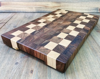 Personalized Walnut and Maple End Grain Cutting Boards, Butcher Block Cutting Board