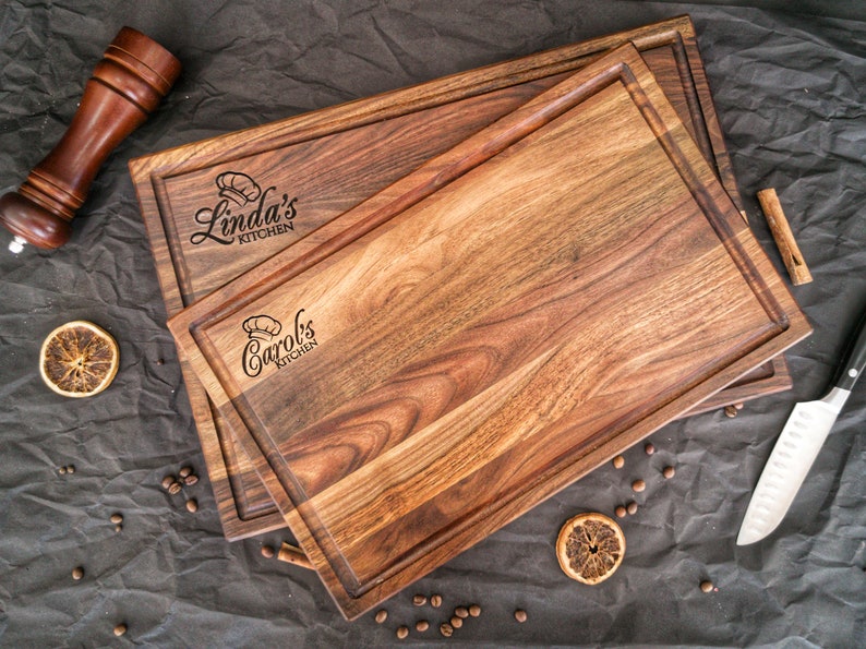 Large Walnut Cutting Board 1.75 thick, Butcher Block Cutting Board, Chopping Board with Juice Groove image 2