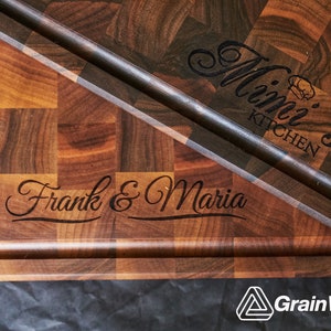 Personalized Double sided Walnut Cutting Board, Reversible Butcher Block End Grain Cutting Boards with Juice Groove, Chopping Board image 4