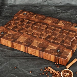 Personalized Walnut End Grain Cutting Board Butcher Block Cutting Board with Juice Groove image 8