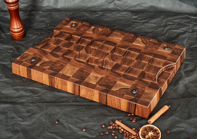 Personalized Walnut End Grain Cutting Board Butcher Block Cutting Board with Juice Groove image 8