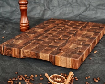 Personalized Walnut End Grain Cutting Board Butcher Block Cutting Board with Juice Groove