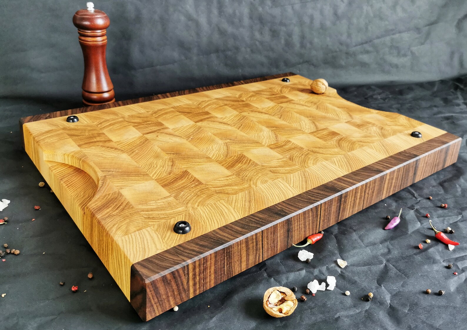 Cherry End Grain Cutting Board With Juice Groove Butcher Etsy