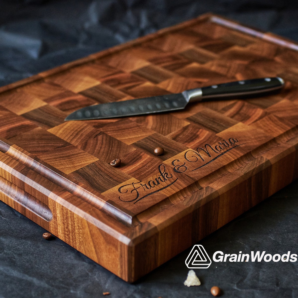 Personalized Double-sided Walnut Cutting Board, Reversible Butcher Block End Grain Cutting Boards With Juice Groove - Etsy
