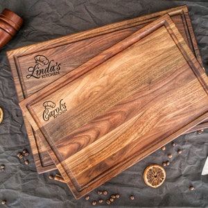 Large Walnut Cutting Board 1.75 thick, Personalized Butcher Block Cutting Board with Juice Groove image 2
