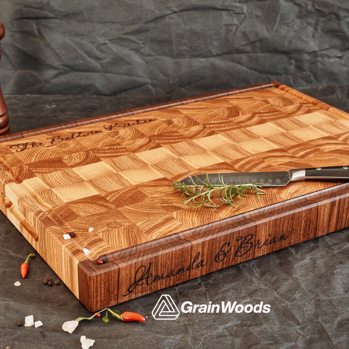 Personalized Double-sided Walnut and Cherry End Grain Cutting Board, End Grain Butcher Block Cutting Board Reversible With Juice Groove - Etsy