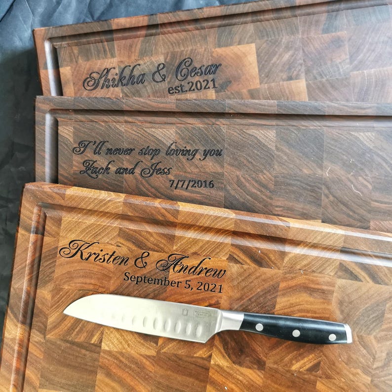 Personalized Double sided Walnut Cutting Board, Reversible Butcher Block End Grain Cutting Boards with Juice Groove, Chopping Board image 8