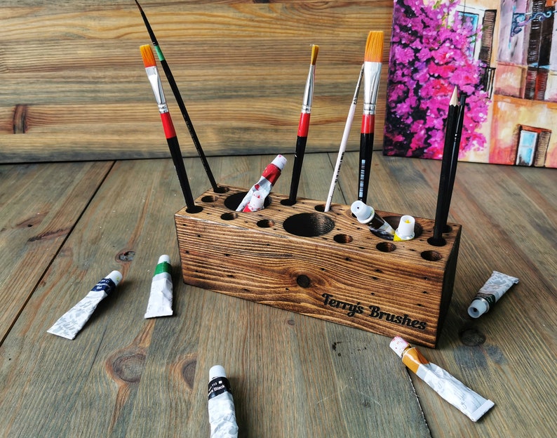 Paint brush holder gift for artist Brush holder Artist gifts Etsy