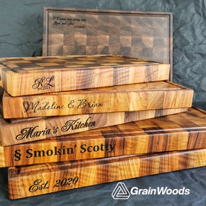 Personalized Double sided Walnut Cutting Board, Reversible Butcher Block End Grain Cutting Boards with Juice Groove, Chopping Board image 9