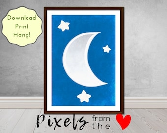 Arte de Luna Habitación Cuarto de bebé, Arte de Pared Imprimible, Decoración Cuadro bebé, Arte Niños, Póster Imprimible Descarga Instantánea