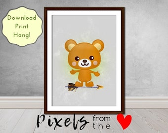 Baby Bear Print Nursery, Nursery Baby Animal Print, Woodland Printable Wall Art Decor, Habitación Cuarto Chambre de Bébé, Instant Download