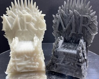 New** 3D Printed Intricately detailed High Quality MR and MRS Double Throne Style Cake Topper