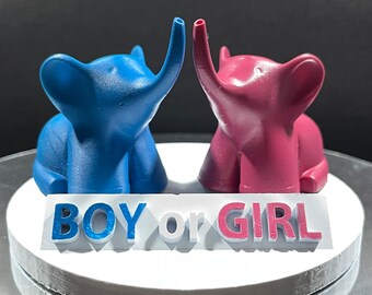 High Quality 3D Multi-Colour Elephant Baby Shower/Gender reveal Cake Topper