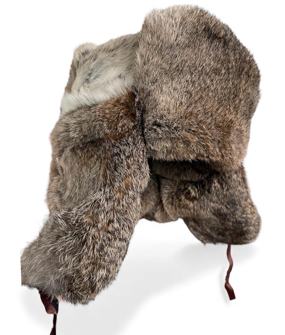 Rabbit Fur Hat Winter Unisex Grey Handcrafted Ushanka Trapper