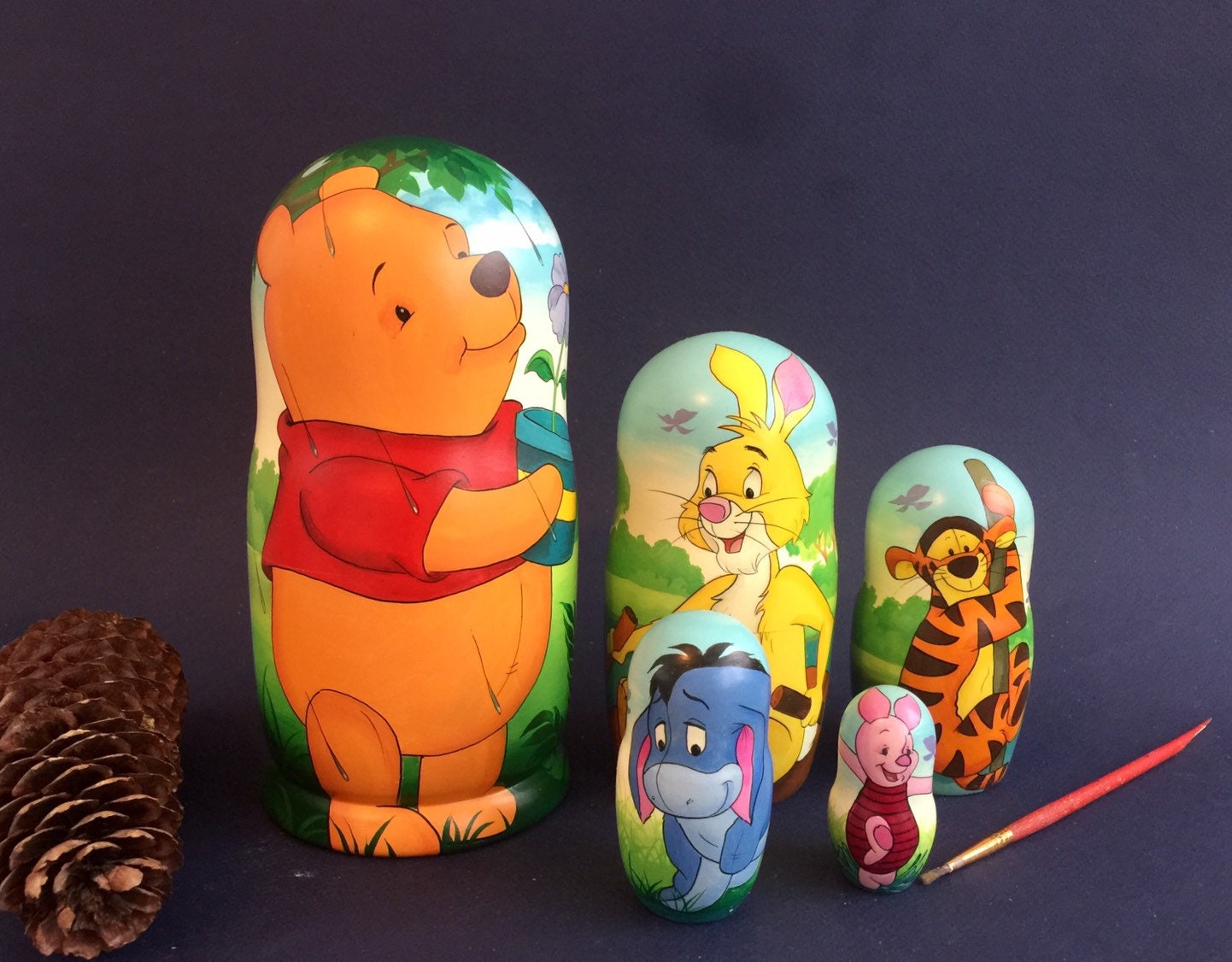 Nesting Doll Winnie The Pooh Wooden Nesting Doll 69 Etsy