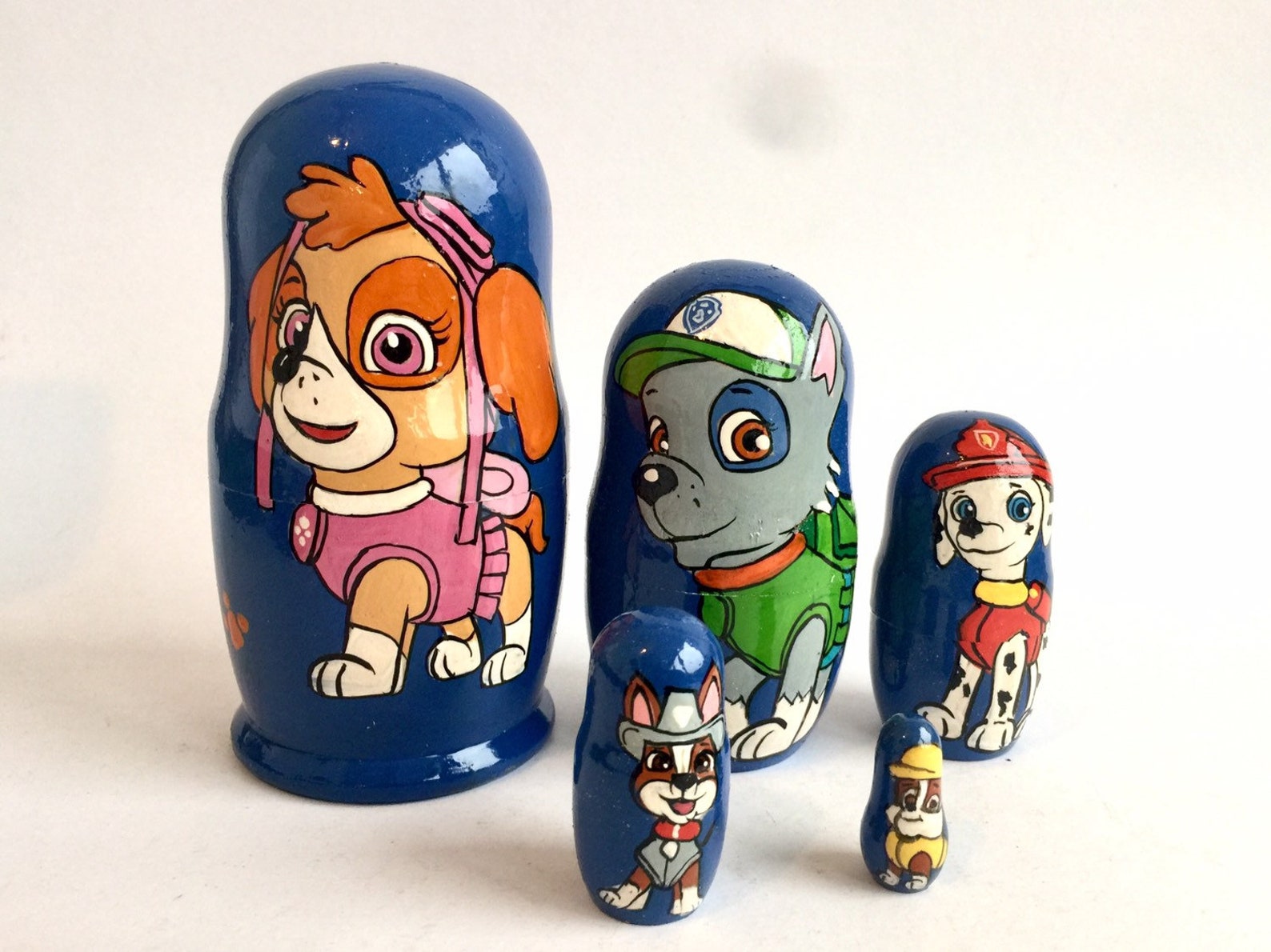 PAW Patrol Nesting Doll 51 13 cm Handcrafted Blue Etsy