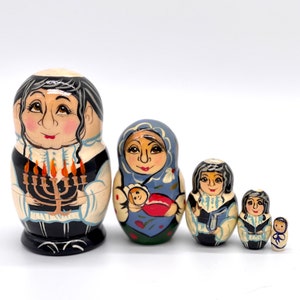 Jews Nesting Dolls - Jewish Family 4.3”,11 см 5 pcs ,,Handcrafted Made in Ukraine Wooden Matryoshka image 9