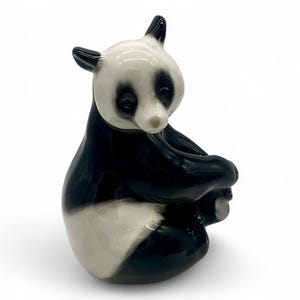 USSR Lomonosov Russian Porcelain Panda Figurine - LFZ  Panda Bear - 13 cm Tall - USSR 1970s