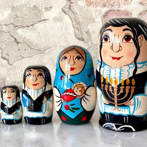 Jews Nesting Dolls - Jewish Family 4.3”,11 см 5 pcs ,,Handcrafted Made in Ukraine Wooden Matryoshka image 10