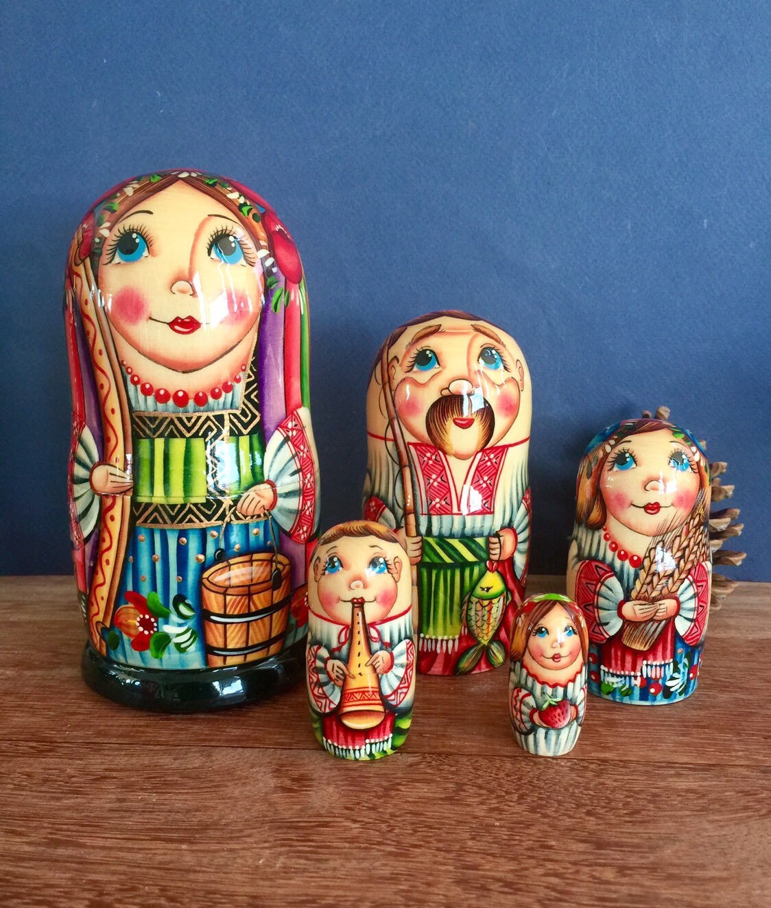 Fishermen Family Nesting Doll Ukrainian family 63 16 cm 5 Etsy