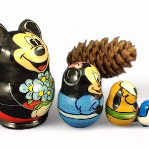 Little Mouse Матрешка Cartoon Character 2.1" 5.5 см 5 шт Stacking Деревянная Русская Матрешка Kids Xmas Подарок