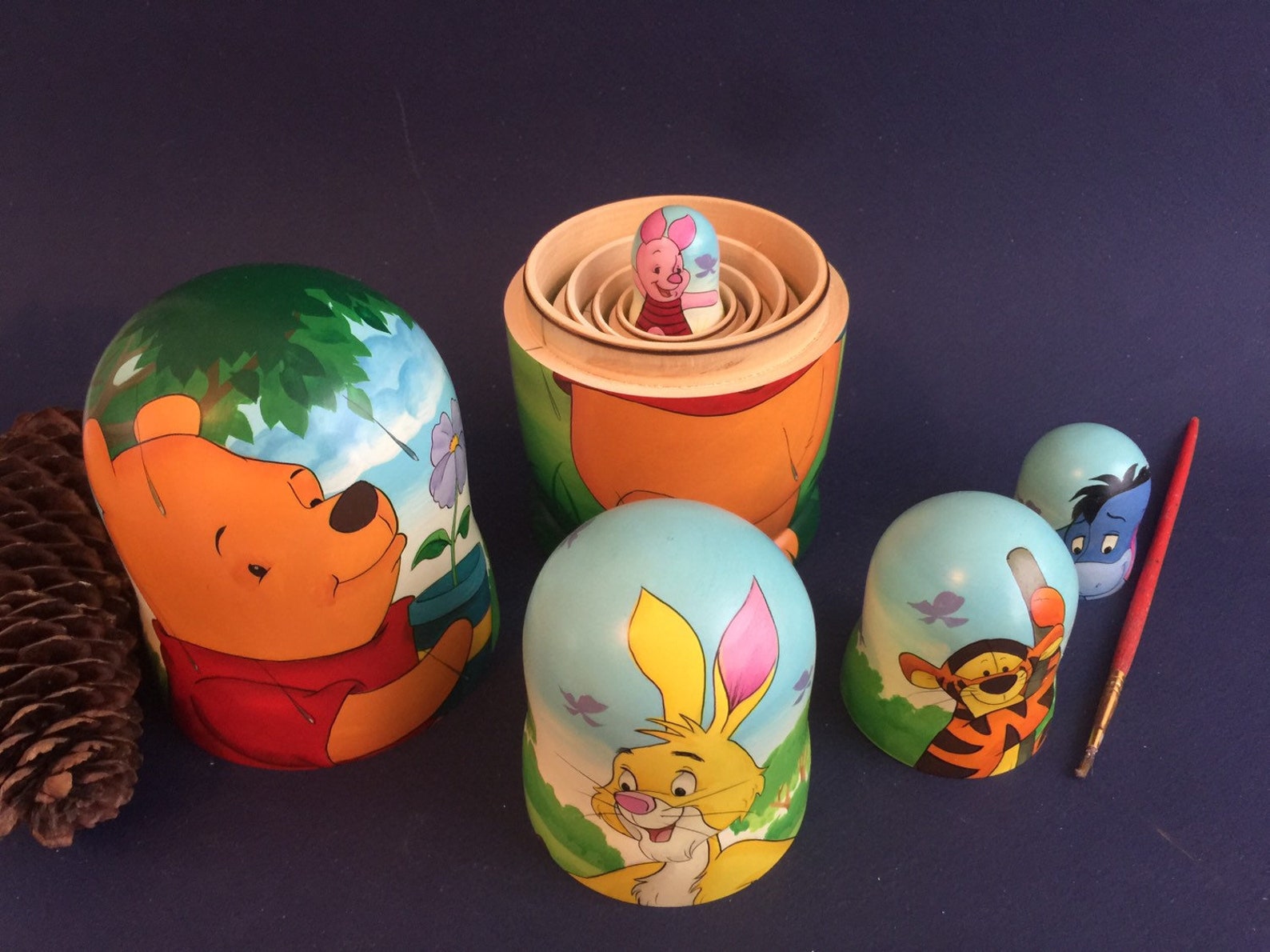 Nesting Doll Winnie The Pooh Wooden Nesting Doll 69 Etsy