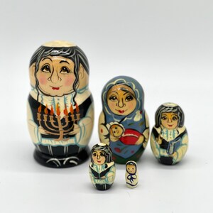 Jews Nesting Dolls - Jewish Family 4.3”,11 см 5 pcs ,,Handcrafted Made in Ukraine Wooden Matryoshka image 6