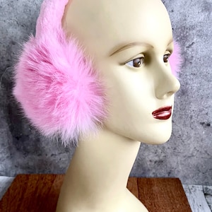 Pink Fur Earmuffs - Rabbit Fur Fluffy Handmade Stylish Adjustable Ear Warmers