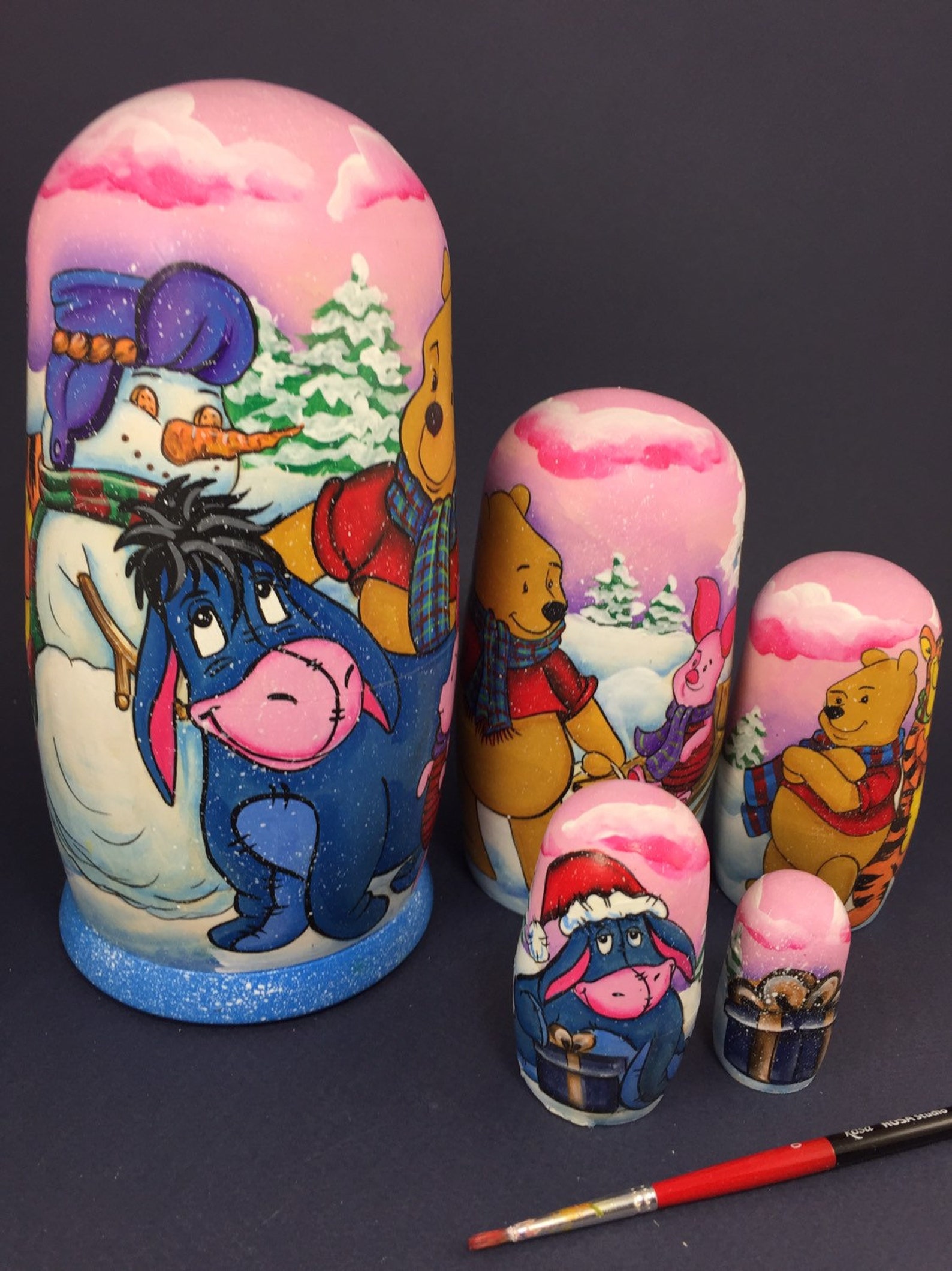 Nesting Doll Winnie the Pooh 67 5 Pcs Handcrafted Etsy