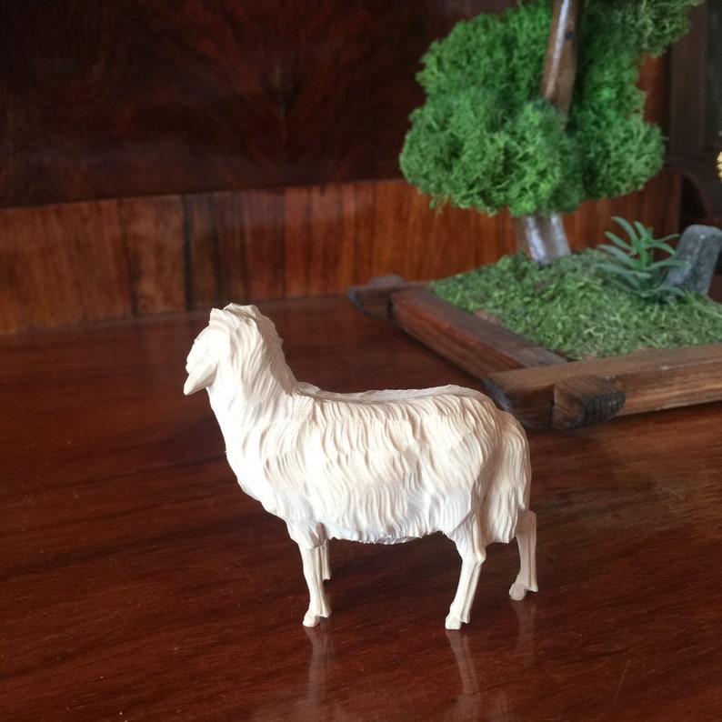 Hand Carved Wooden Figurine,Sheep in Lime Wood , Mutton,Handcrafted Home Decor & Display image 2