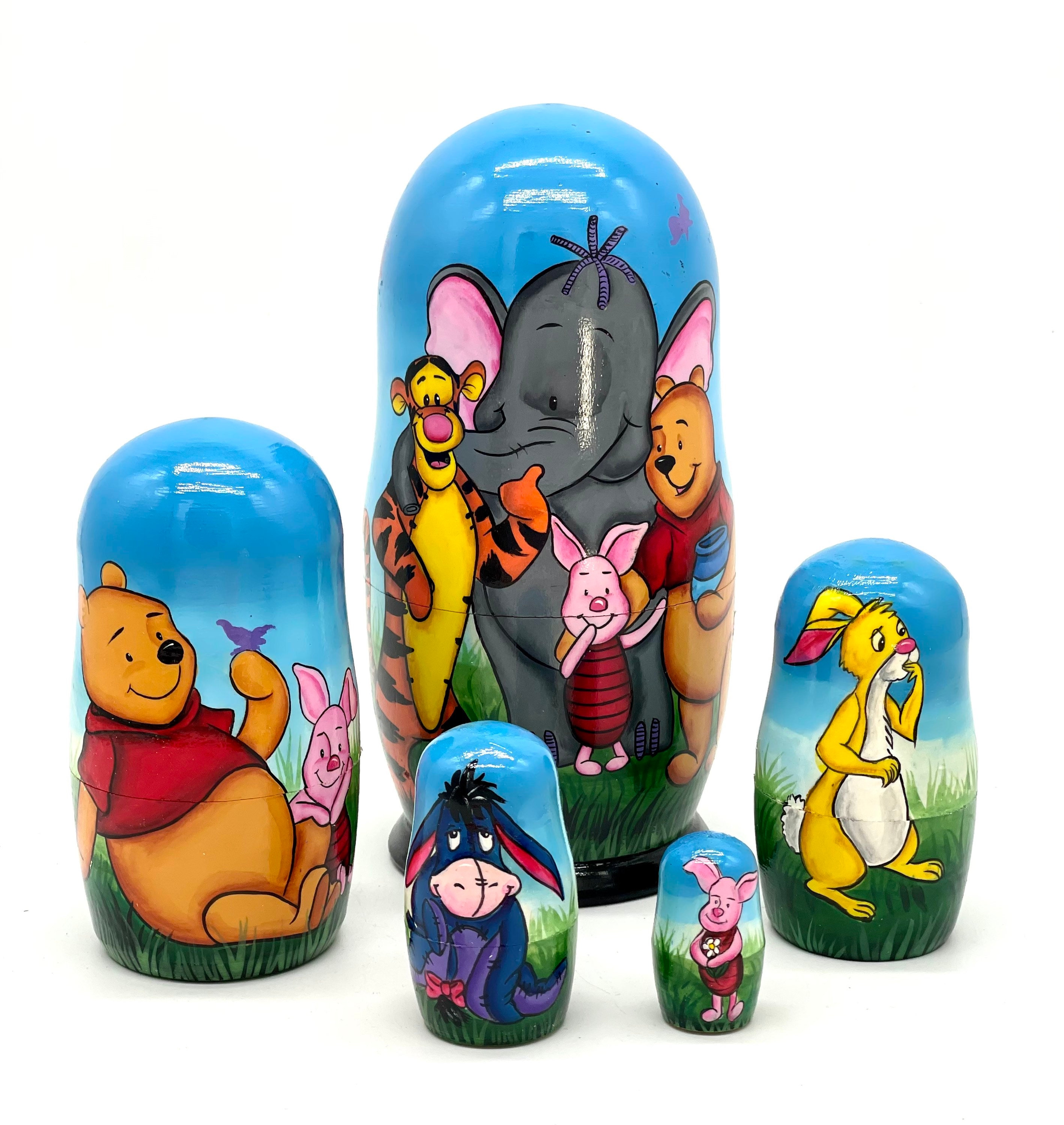 Winnie the Pooh Cartoon Character Nesting Doll Wooden Stacking