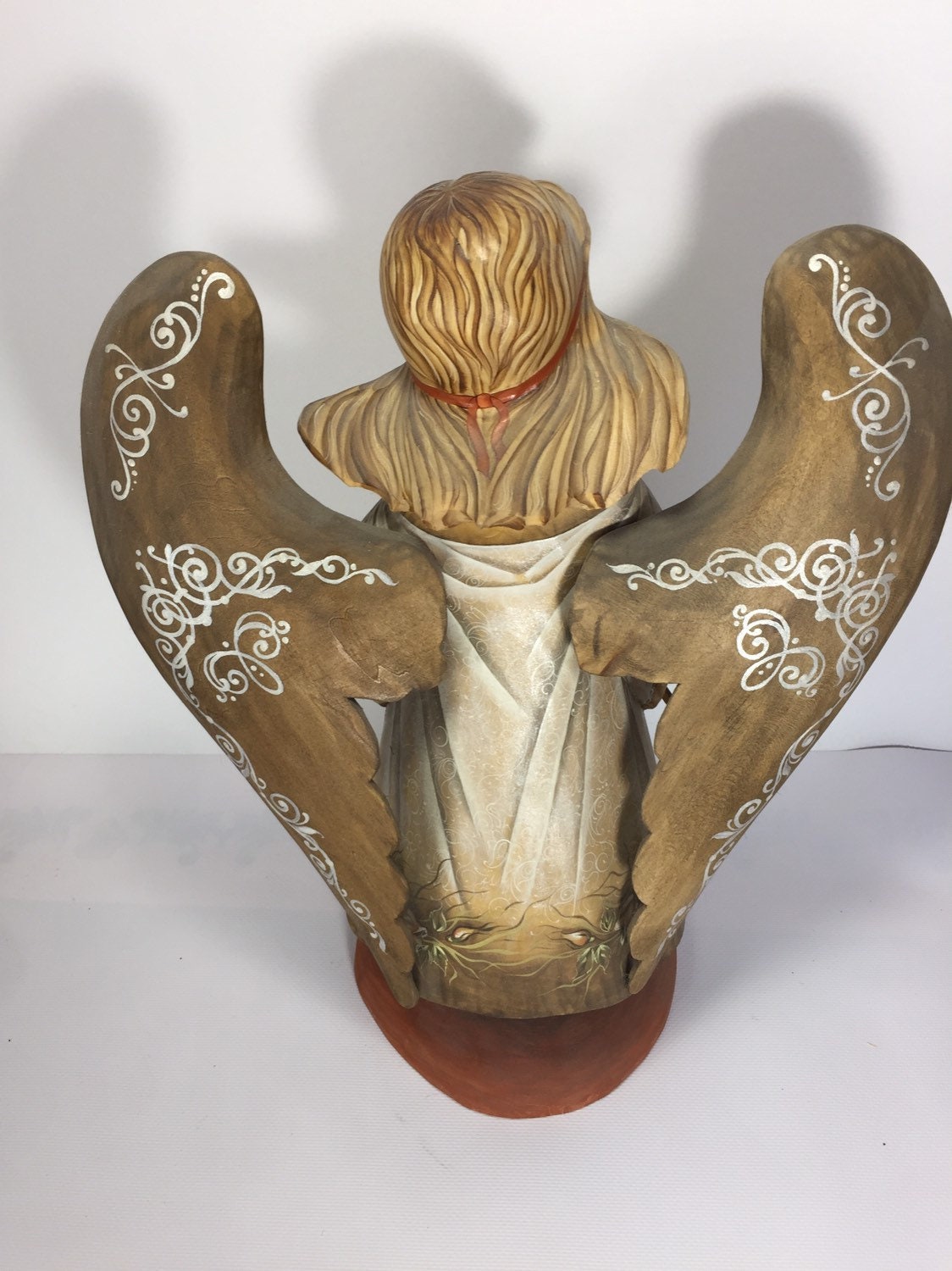 Angel Wooden Figurine Angel 138 35 Cm Handcarved Art Etsy