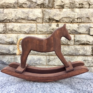 Wooden Rocking Horse Figure  - Brown Toned Children Toy,,Handcrafted,Home Decor & Display