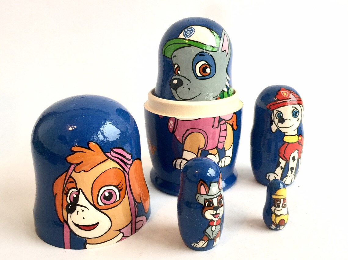 PAW Patrol Nesting Doll 51 13 cm Handcrafted Blue Etsy