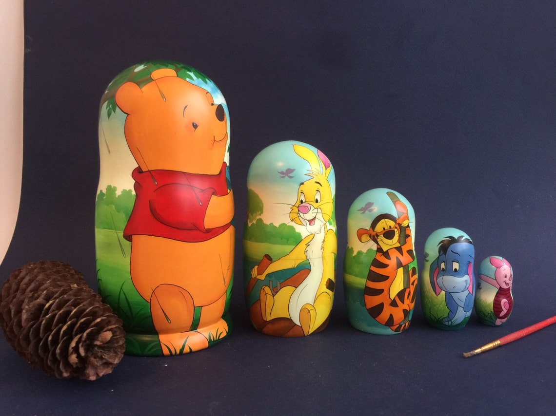 Nesting Doll Winnie The Pooh Wooden Nesting Doll 69 Etsy